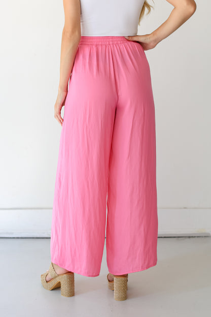 pink Wide Leg Pants back view