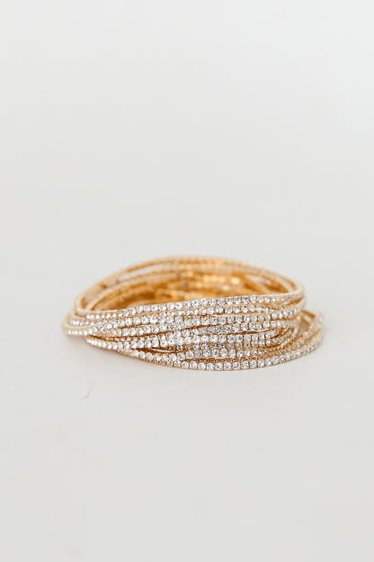 gold Rhinestone Bracelet Set