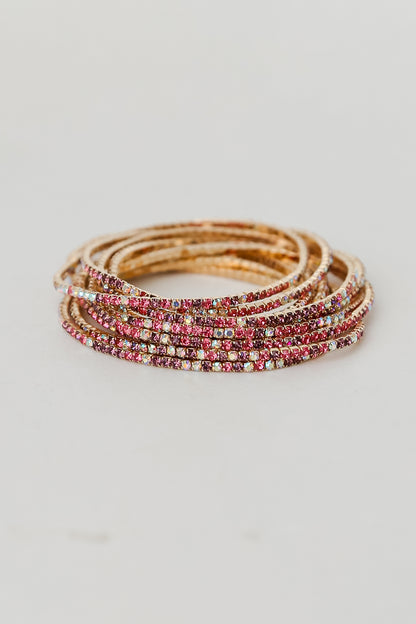 purple Rhinestone Bracelet Set