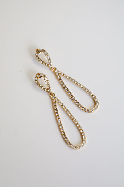Sami Gold Rhinestone Teardrop Earrings