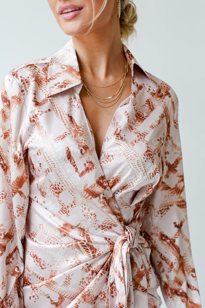 Satin Wrap Mini Dress close up
