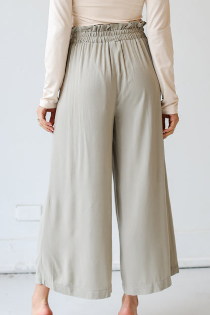 sage Paperbag Waist Pants back view