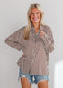 Composed Essence Satin Striped Button-Up Blouse