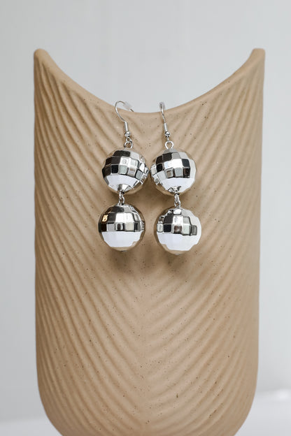 Mariah Silver Disco Ball Drop Earrings