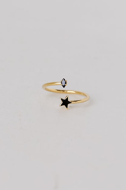 green Rhinestone Star Ring