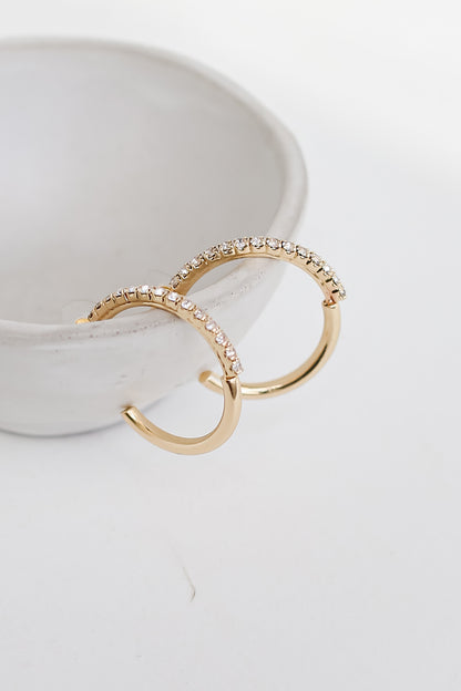 Gold Rhinestone Hoop Earrings