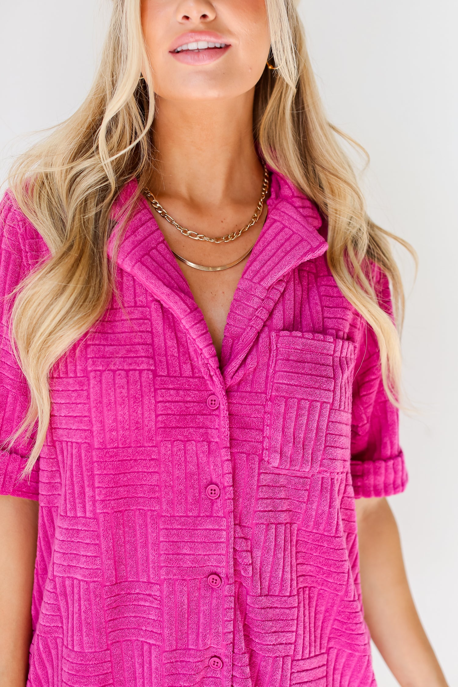 pink Terry Cloth Mini Dress close up