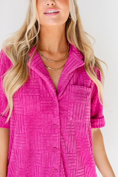 pink Terry Cloth Mini Dress close up