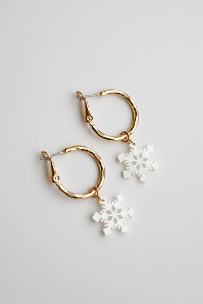 Natalie White Snowflake Drop Earrings