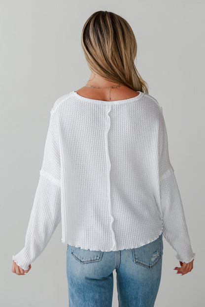 White Waffle Knit Top back view