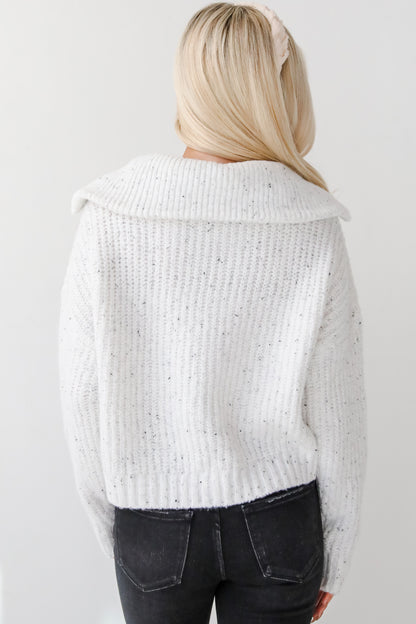Cozy Agenda White Zip-Up Sweater
