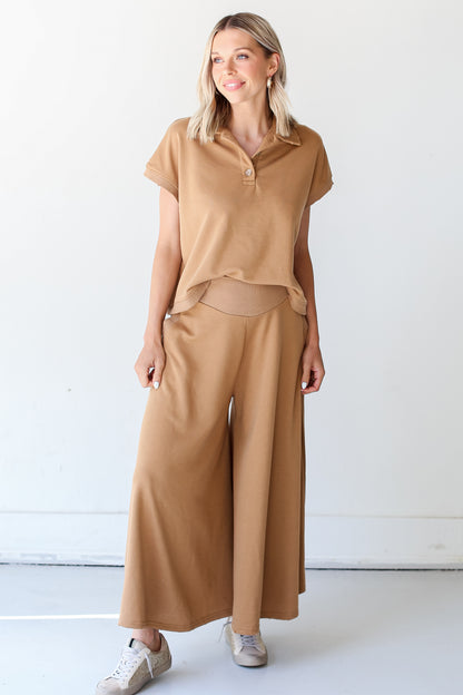 mocha Wide Leg Pants front view