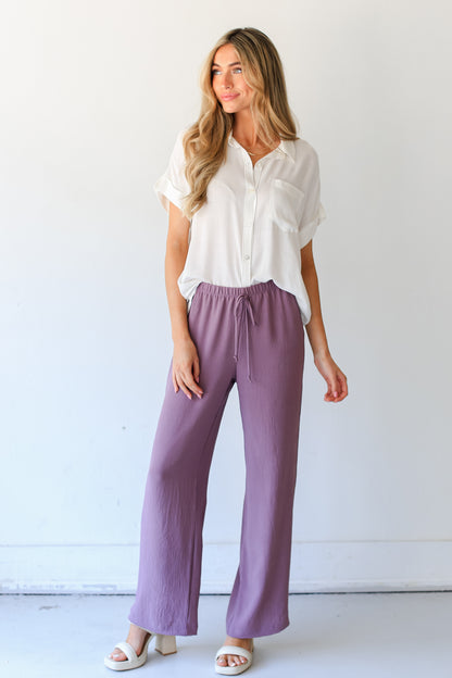 mauve Wide Leg Pants front view