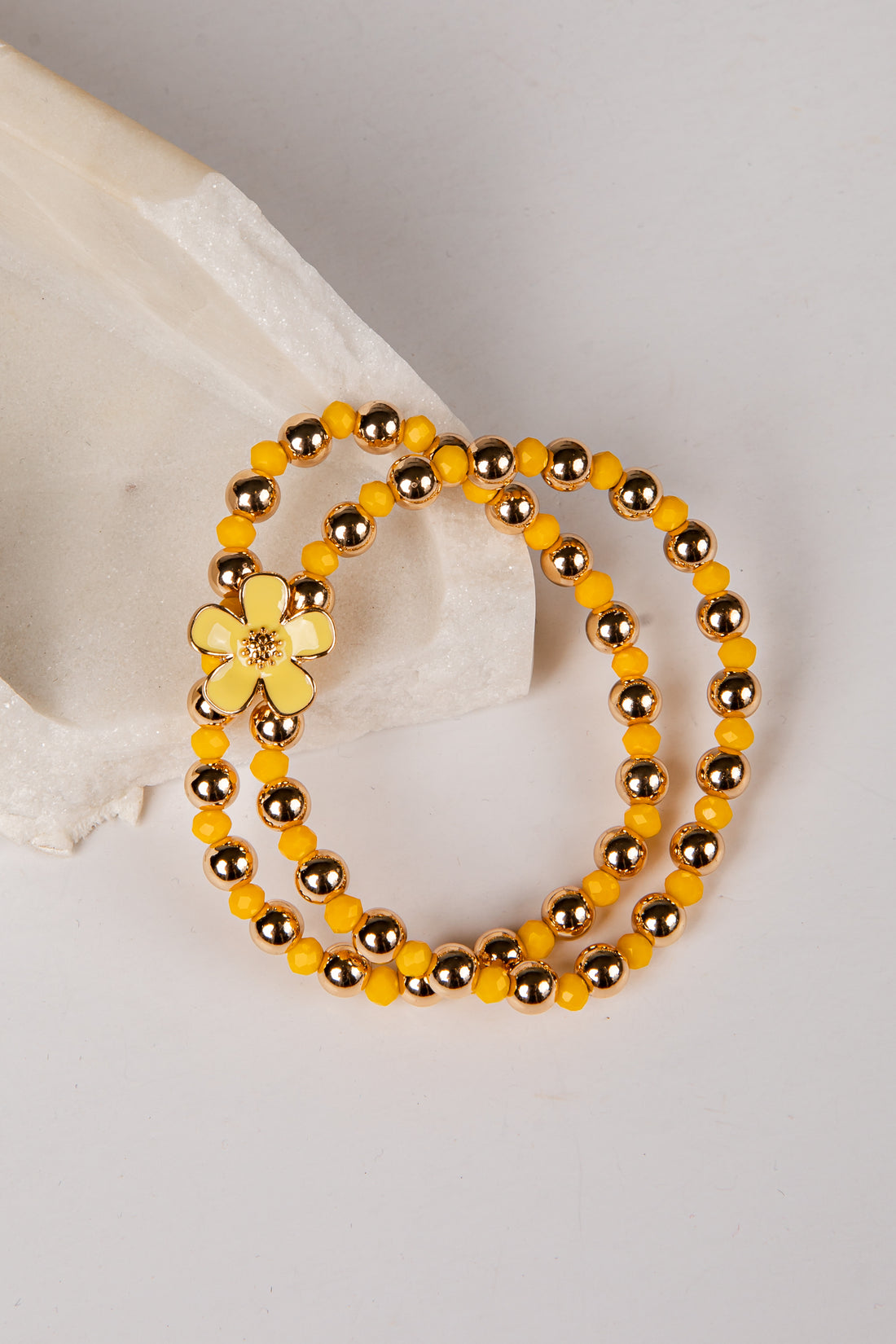 Sadie Yellow Flower Beaded Bracelet Set