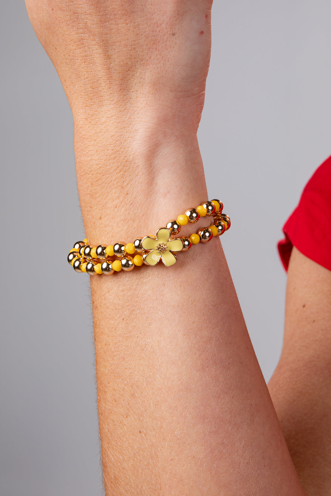 Sadie Yellow Flower Beaded Bracelet Set