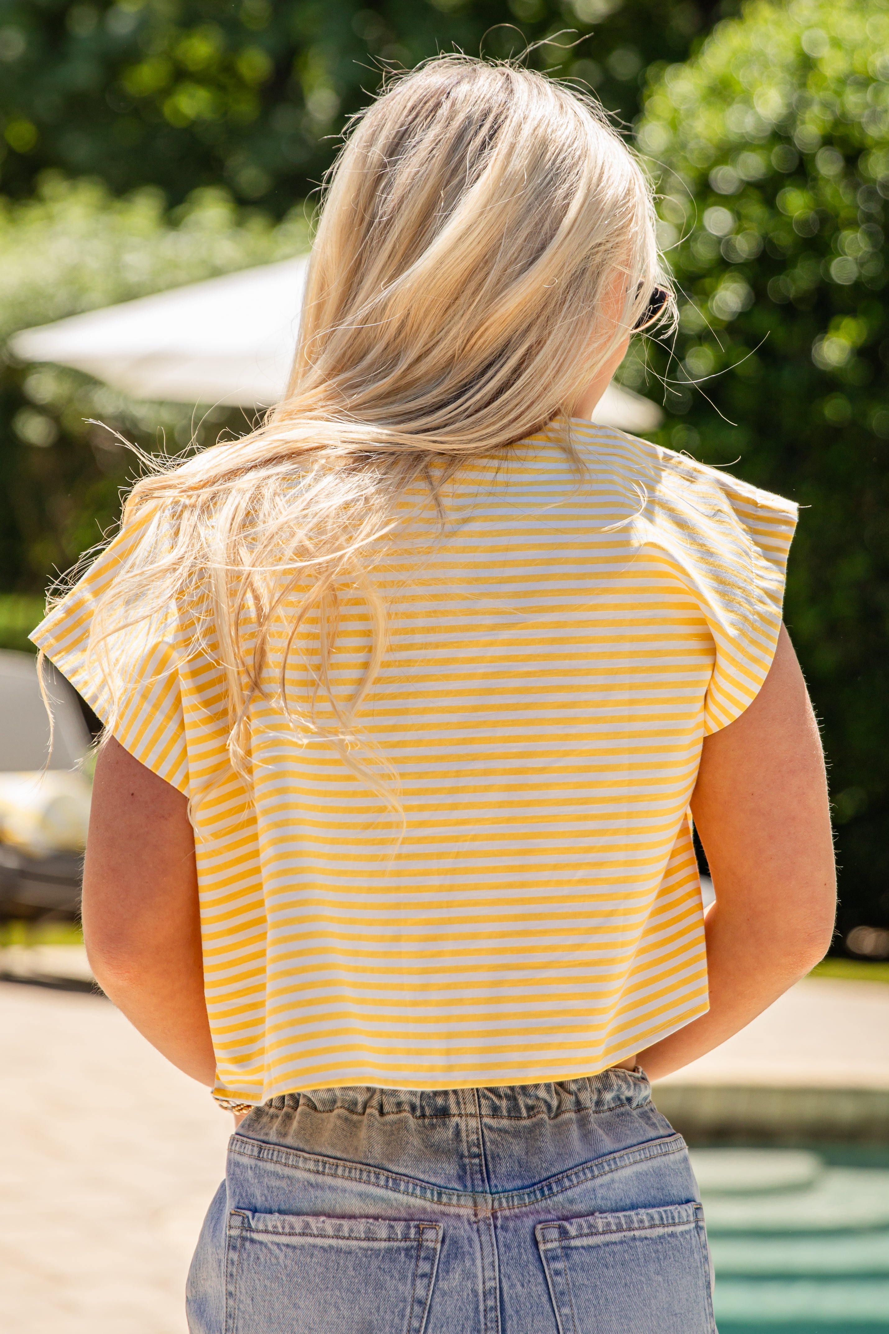 Happiness Ahead Yellow and White Striped Blouse
