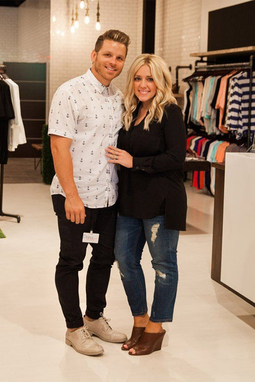 picture of our founders at Harvey Boutique, Derrick + Danielle Case