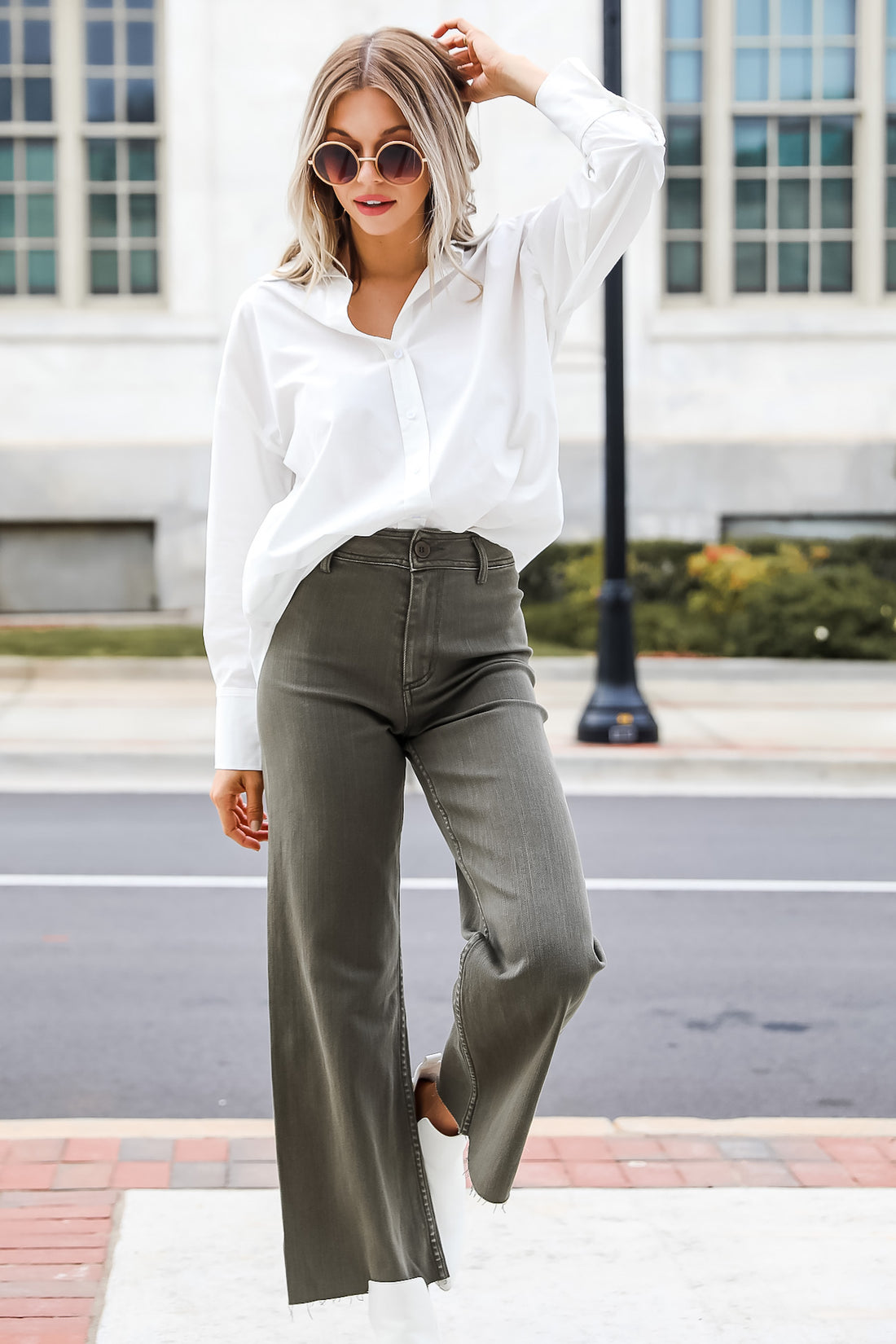 olive jeans