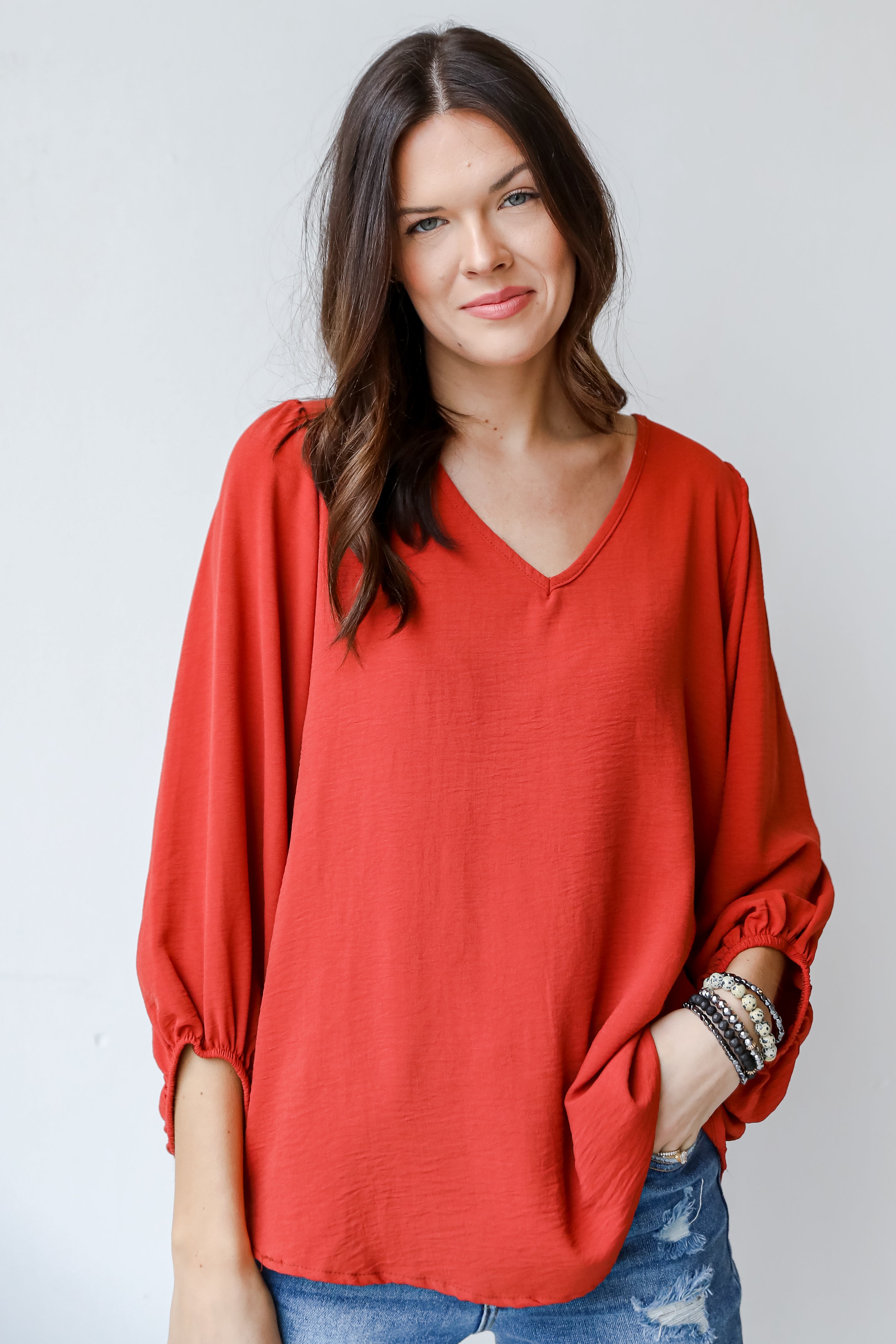 Blouse in brick