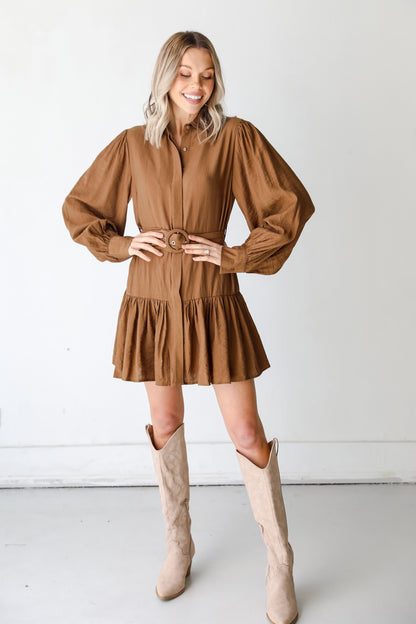 Belted Mini Dress on model