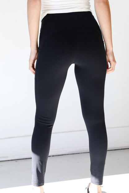 black High-Waisted Leggings back view