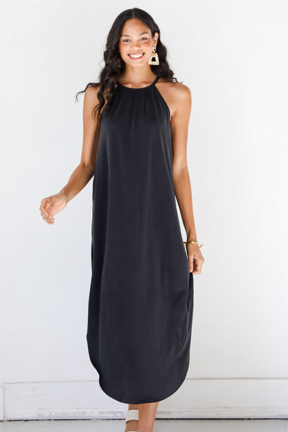 black Midi Dress front view