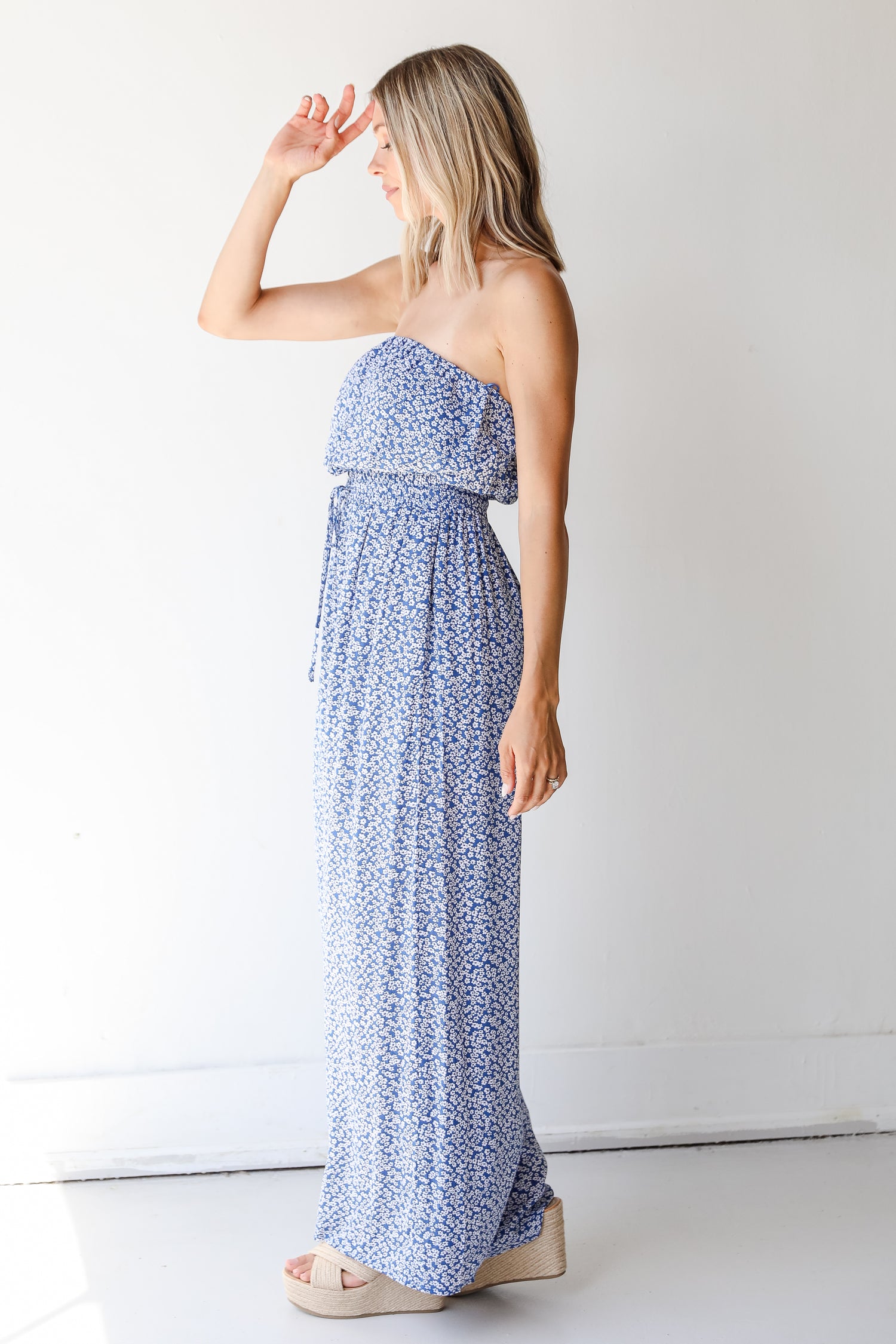 Florals Strapless Jumpsuit side view