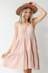 Tiered Linen Mini Dress in blush
