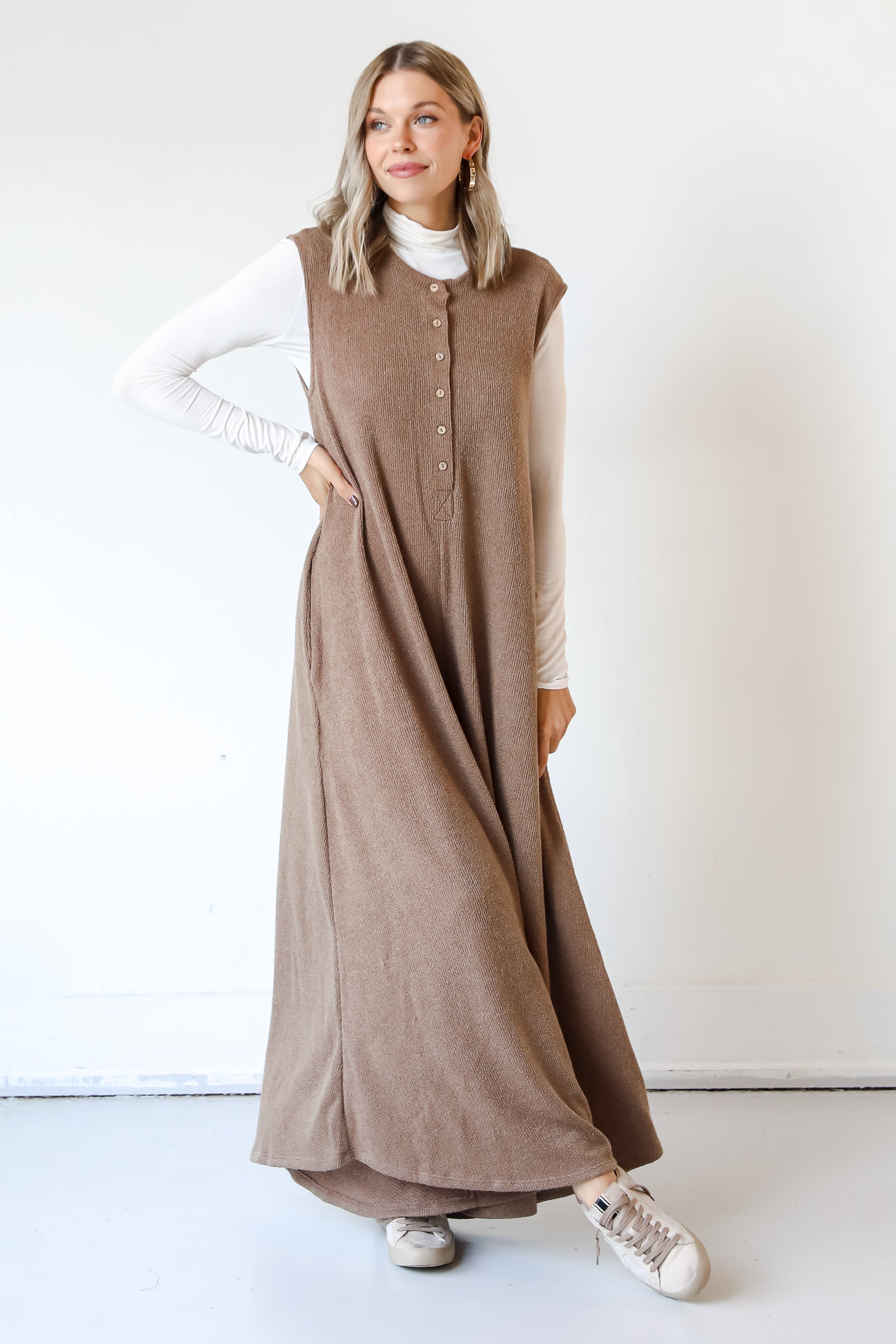 oversized baggy knit Jumpsuit on dress up model
