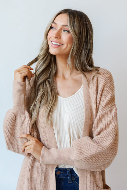 tan Sweater Cardigan close up