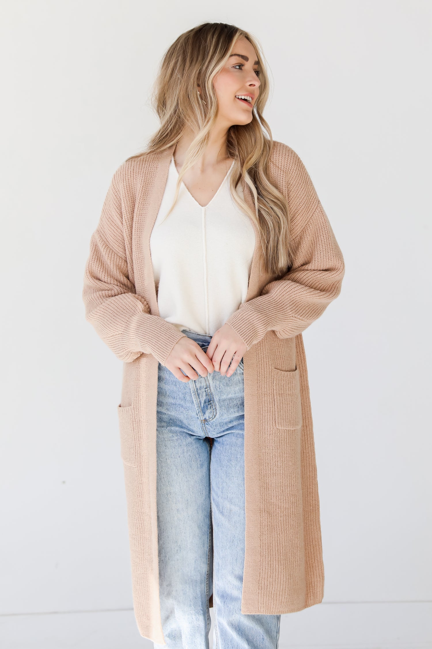longline Sweater Cardigan front view