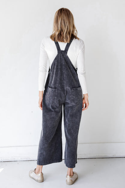 black velvet overalls back view