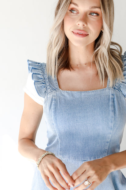 light wash denim jumpsuit