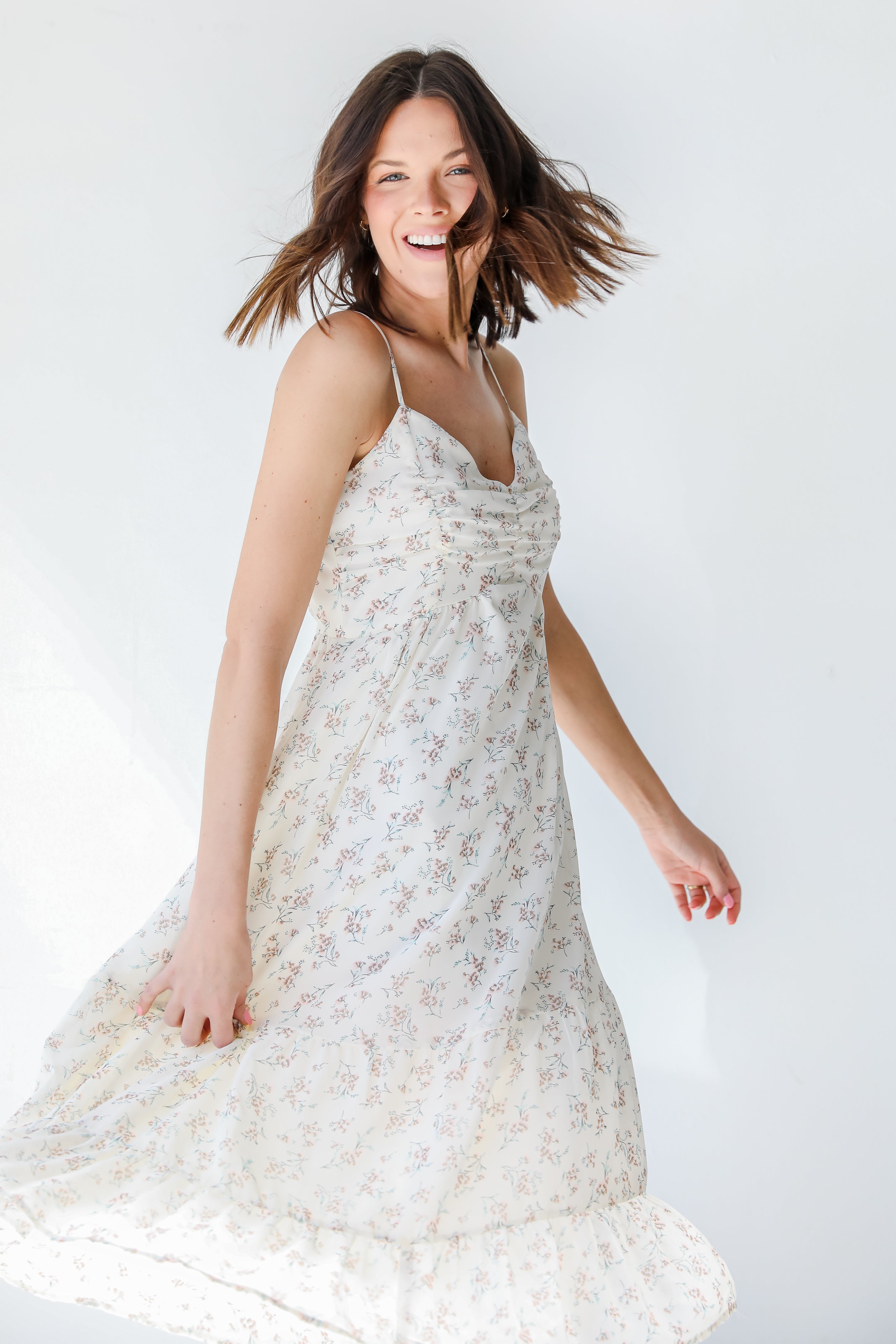 Floral Midi Dress on model