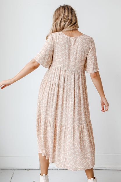 blush floral midi dress back view