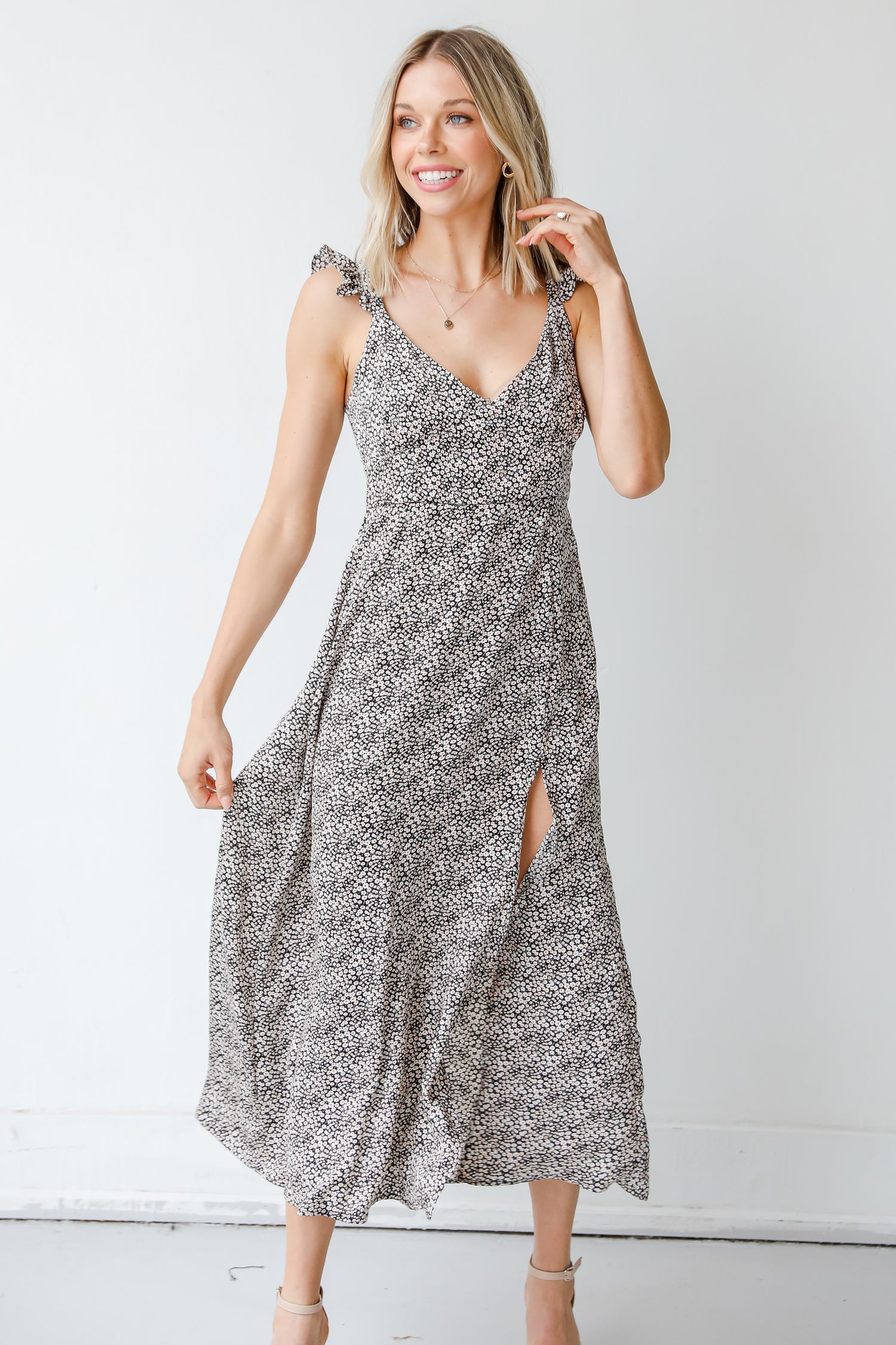 Floral Midi Dress on model