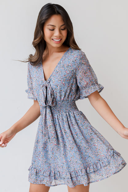 Tie-Front Floral Mini Dress side view