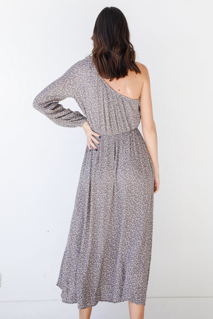 One-Shoulder Floral Maxi Dress back view
