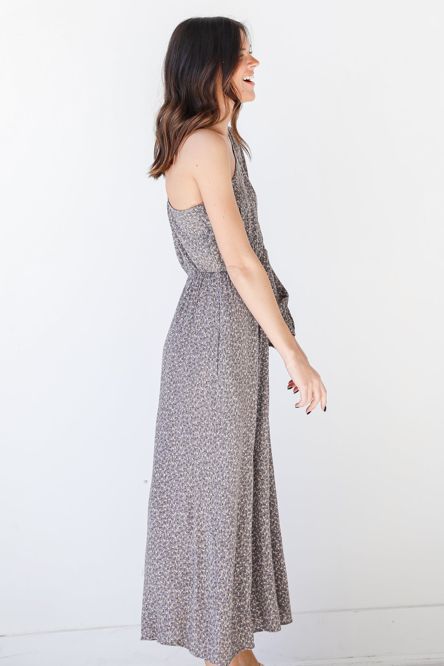 One-Shoulder Floral Maxi Dress side view