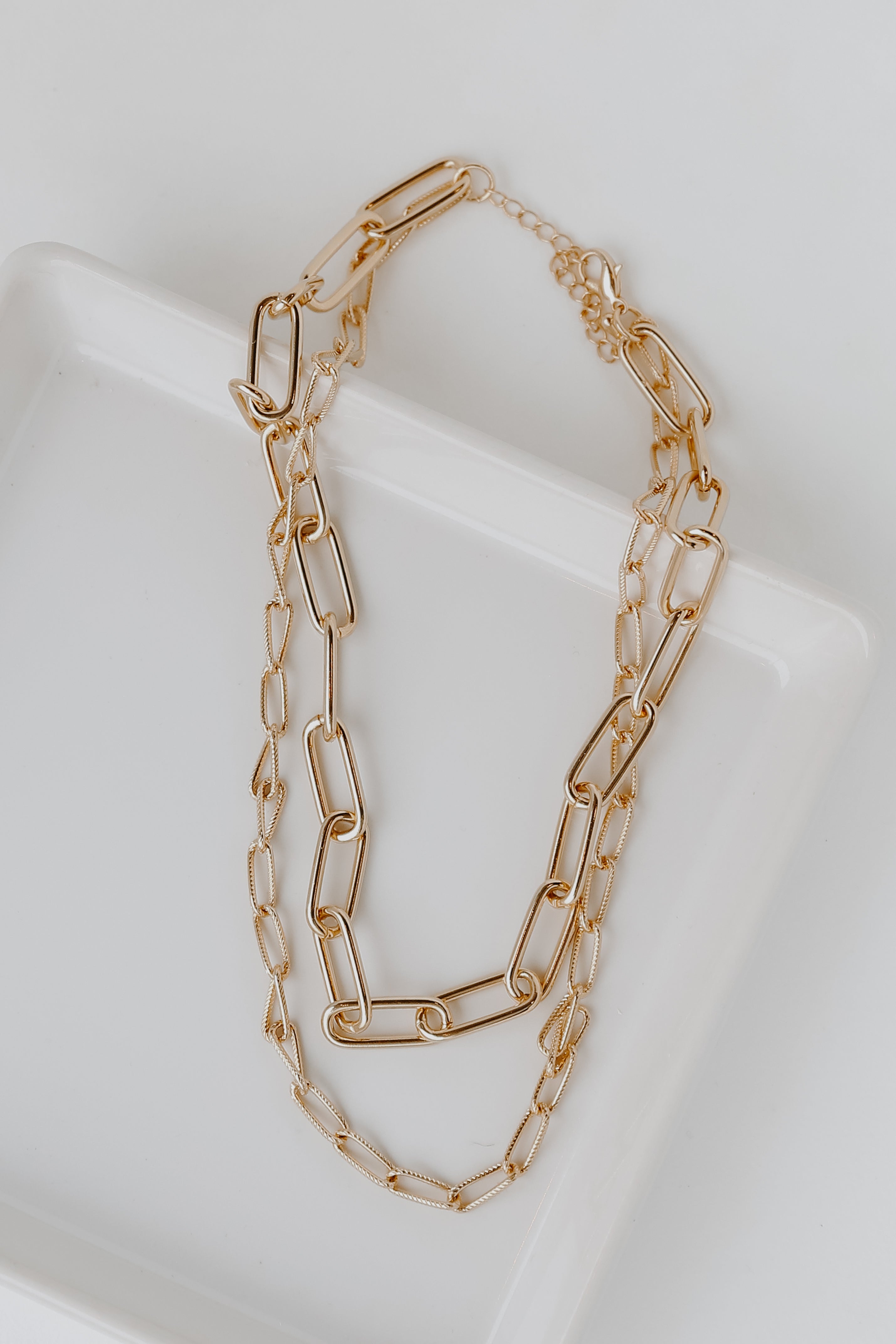 Gold Layered Chain Necklace flat lay