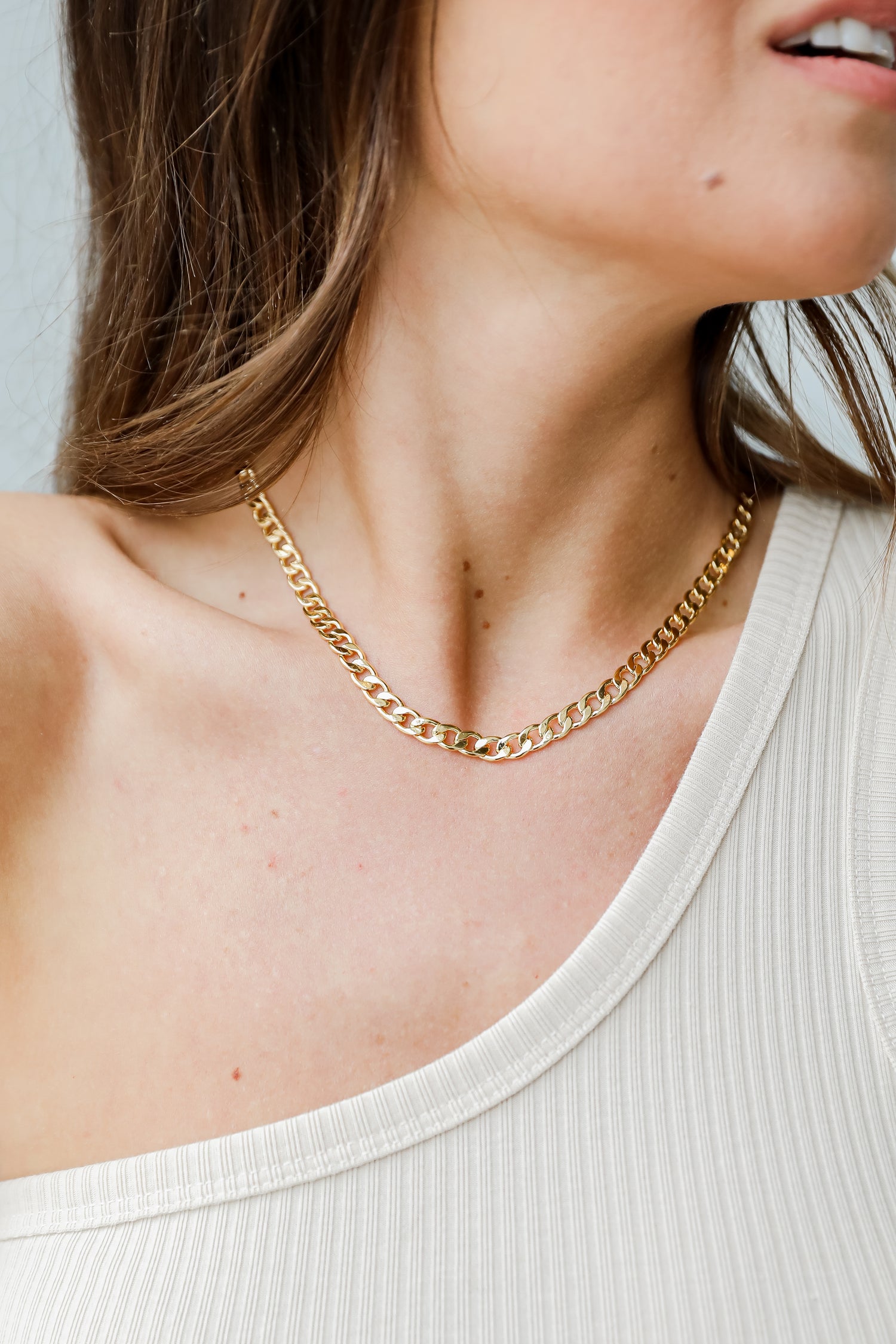 Gold Chain Necklace on model