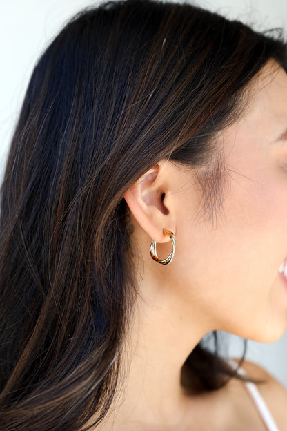 Gold Twisted Hoop Earrings