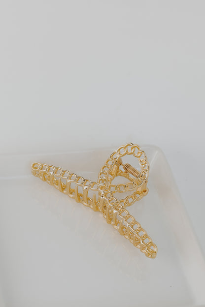 Gold Chainlink Claw Hair Clip flat lay