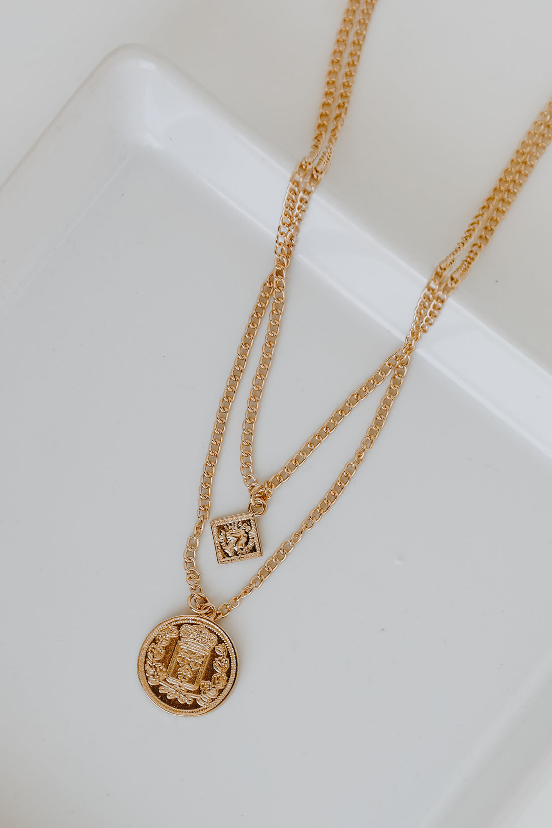Gold Layered Coin Necklace from dress up