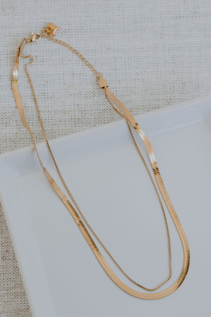 Gold Layered Chain Necklace flat lay