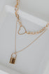 Gold Heart + Lock Layered Necklace from dress up