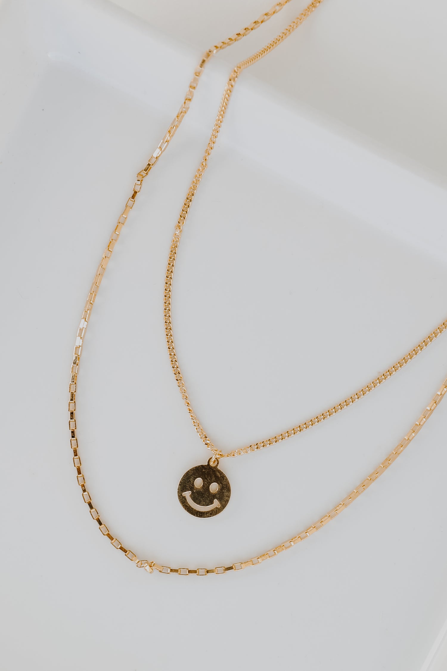 Gold Smiley Face Layered Necklace from dress up