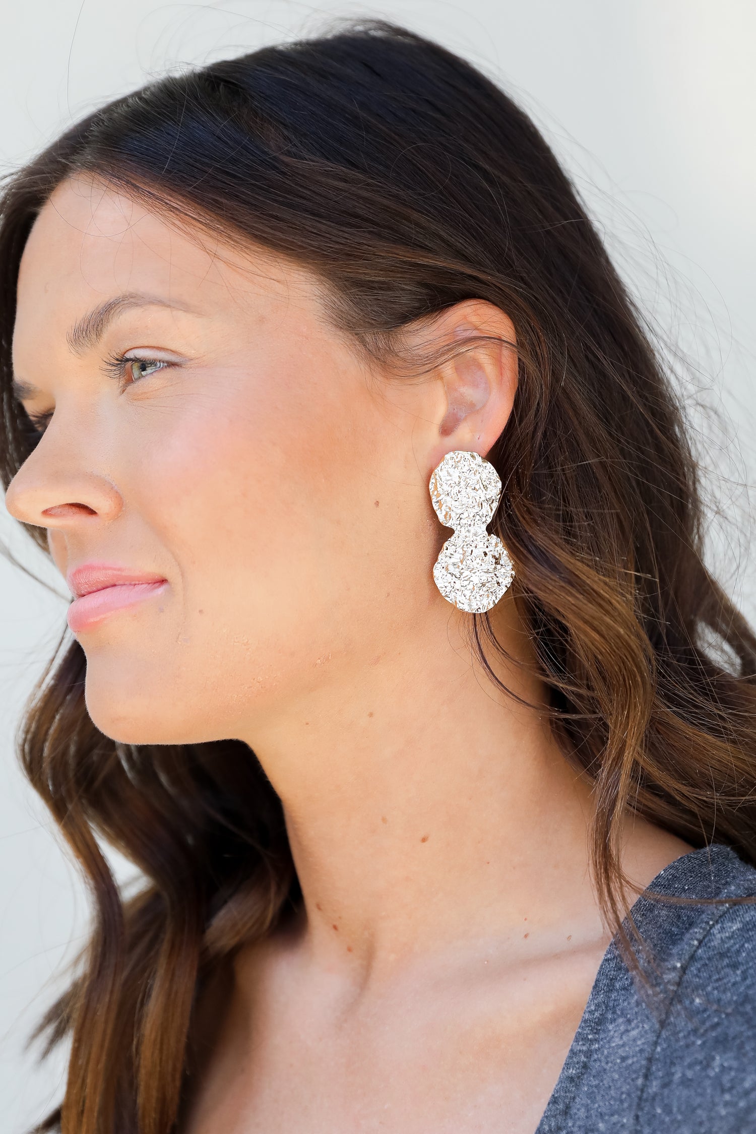 Gold Hammered Drop Earrings