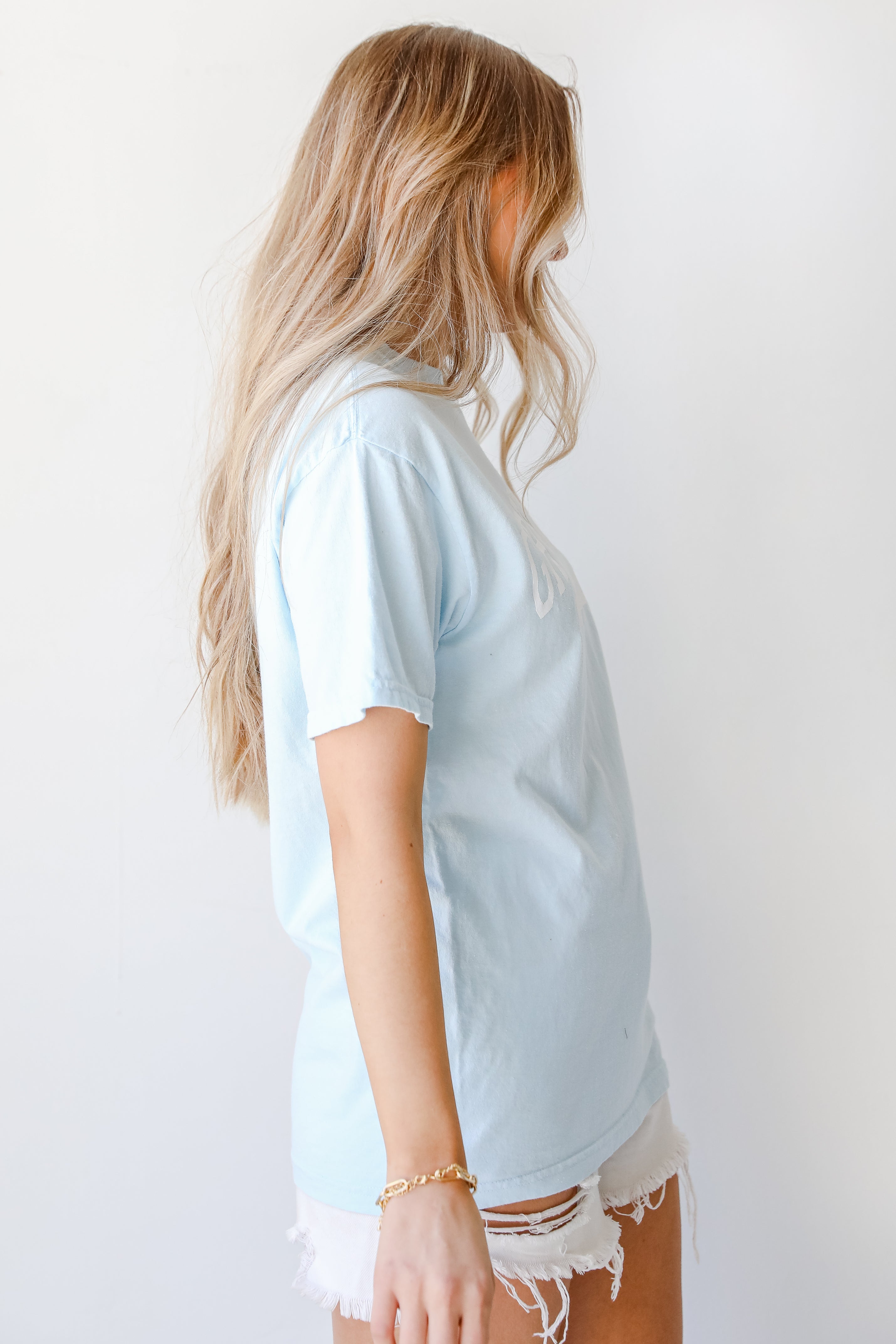 Light Blue Greenville South Carolina Tee side view