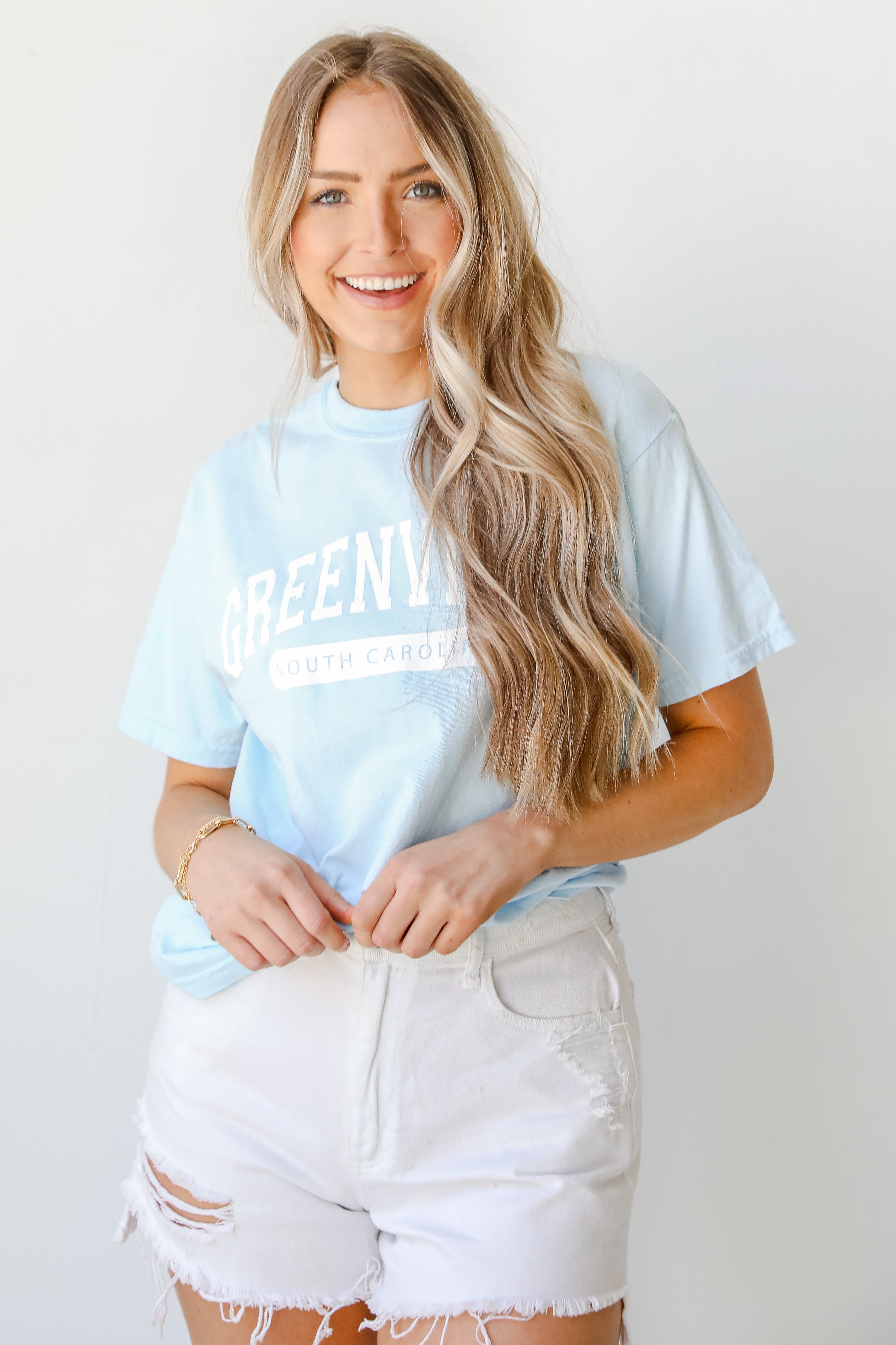 Light Blue Greenville South Carolina Tee front view